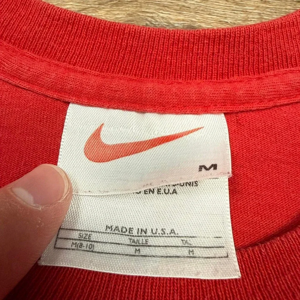 vintage 90s red tag center swoosh red long sleeve shirt
